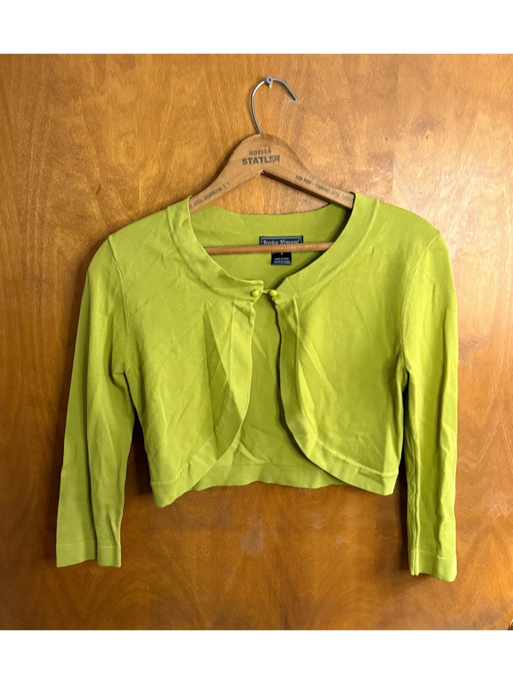 Vintage Lime Green One Button Crop Cardigan Sweater Pinup Rockabilly Goth Grunge